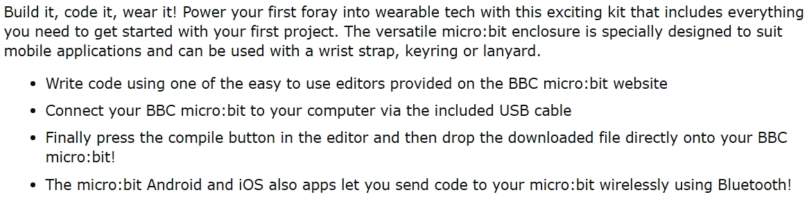 קיט פיתוח BBC MICRO BIT MBIT-WEARIT TEXT